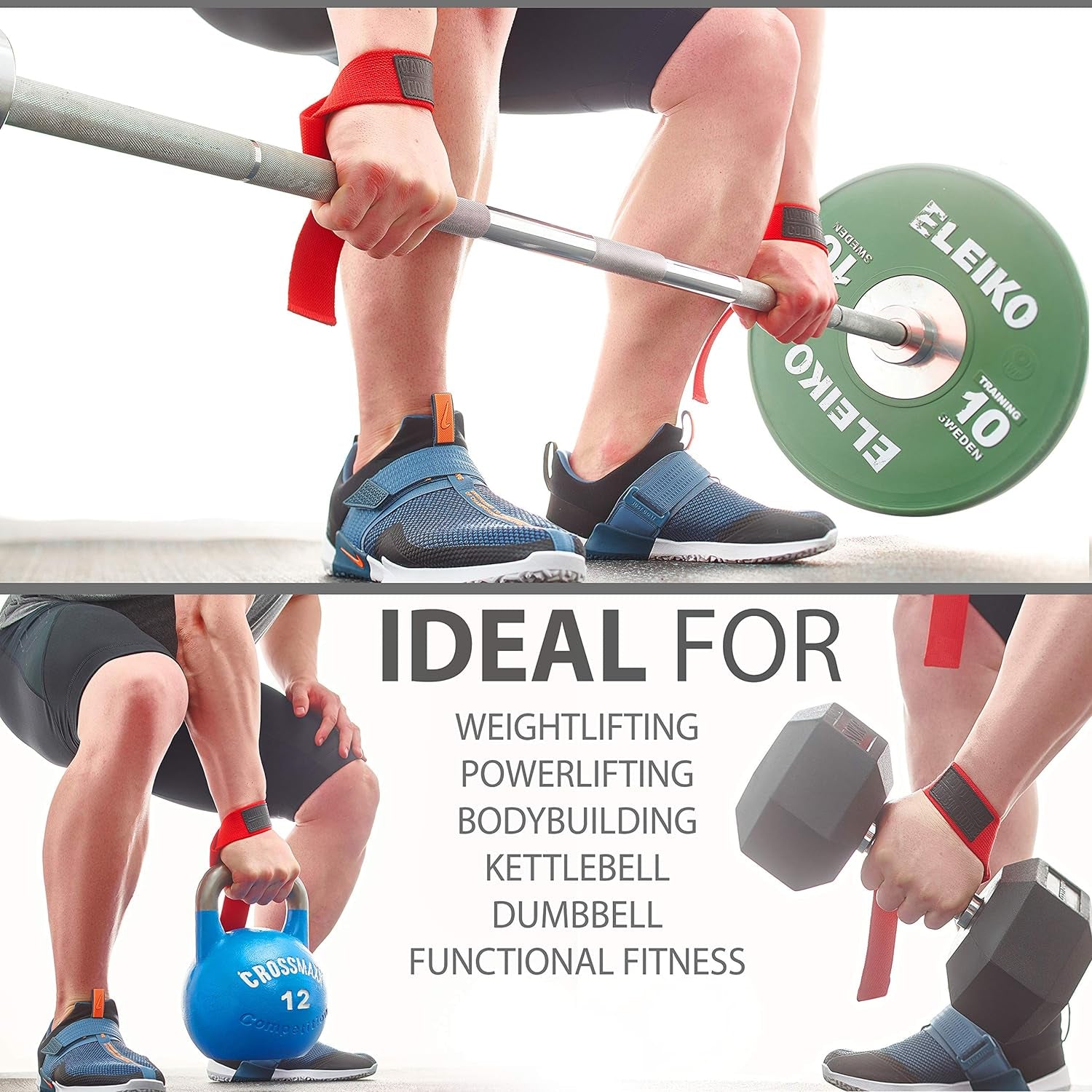 Lasso Lifting Wrist Straps for Cross Training - Rated at 770 Lb - Hand Wraps for Olympic Weightlifting, Powerlifting, Weight Lifting, Bodybuilding Strength Deadlift Gym Bar, Cotton